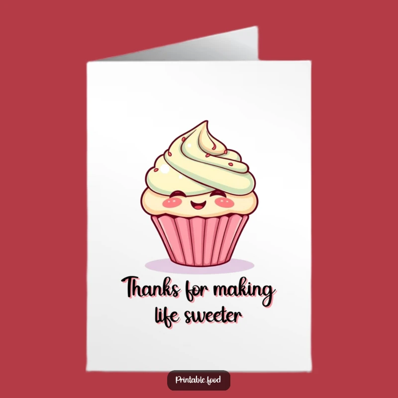 Free Printable Thank You Card: Giggling Cupcake Frosting Funny Downloadable Gift for Sweet Thanks