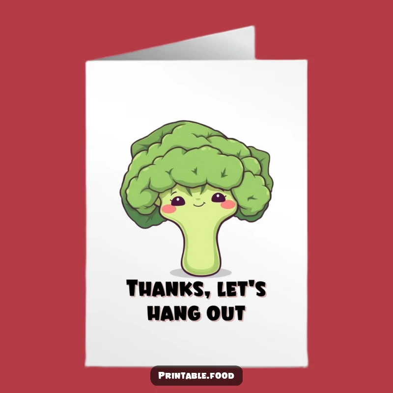 Free Printable Shy Broccoli Thank You Card - Sweet & Funny Print at Home