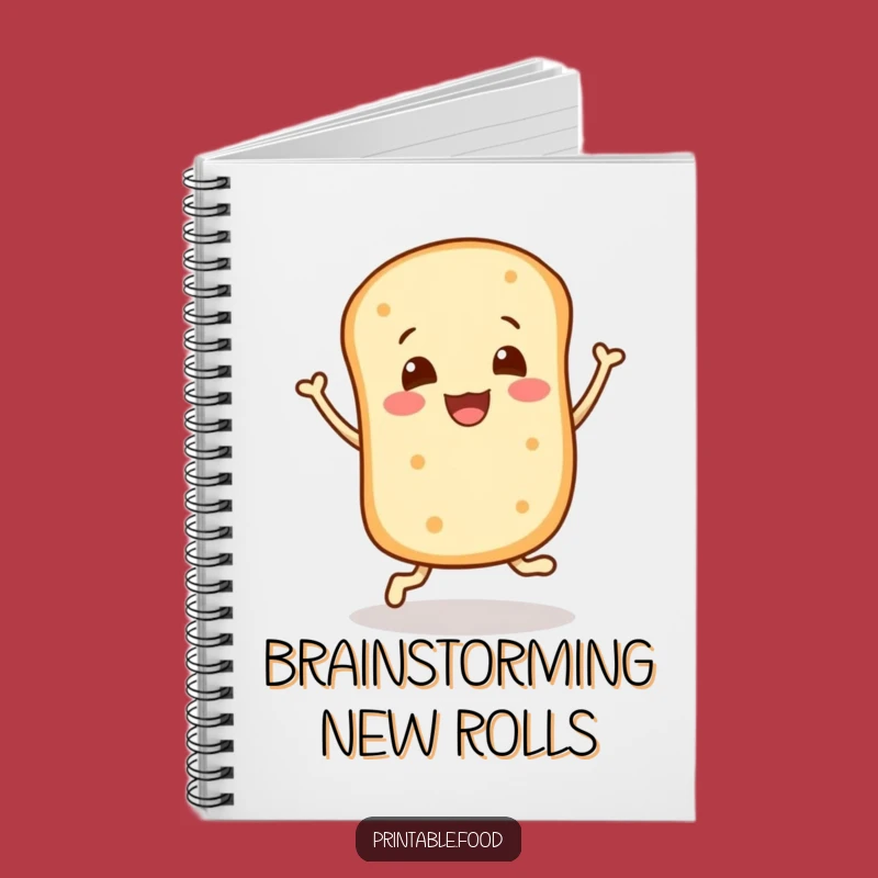 Funny Bread Roll Bounce Notebook - Joyful Character Journal