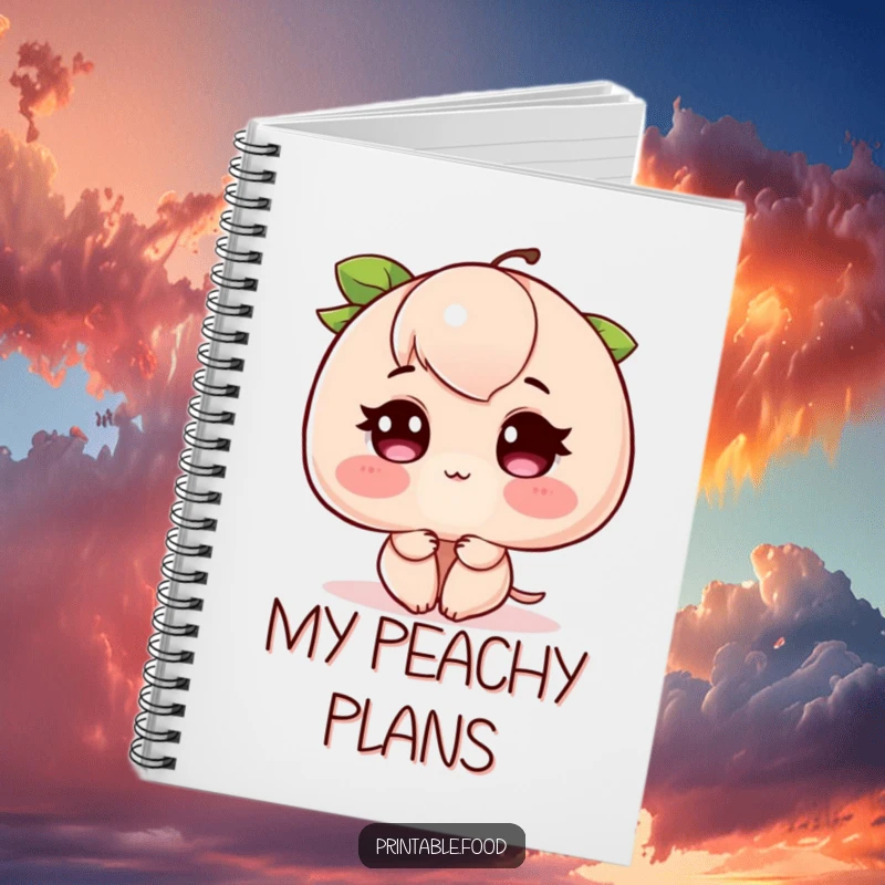 Funny Blushing Peach Notebook: A notebook featuring a peach blushing deeply, with rosy cheeks, ideal for jotting down sweet ideas.