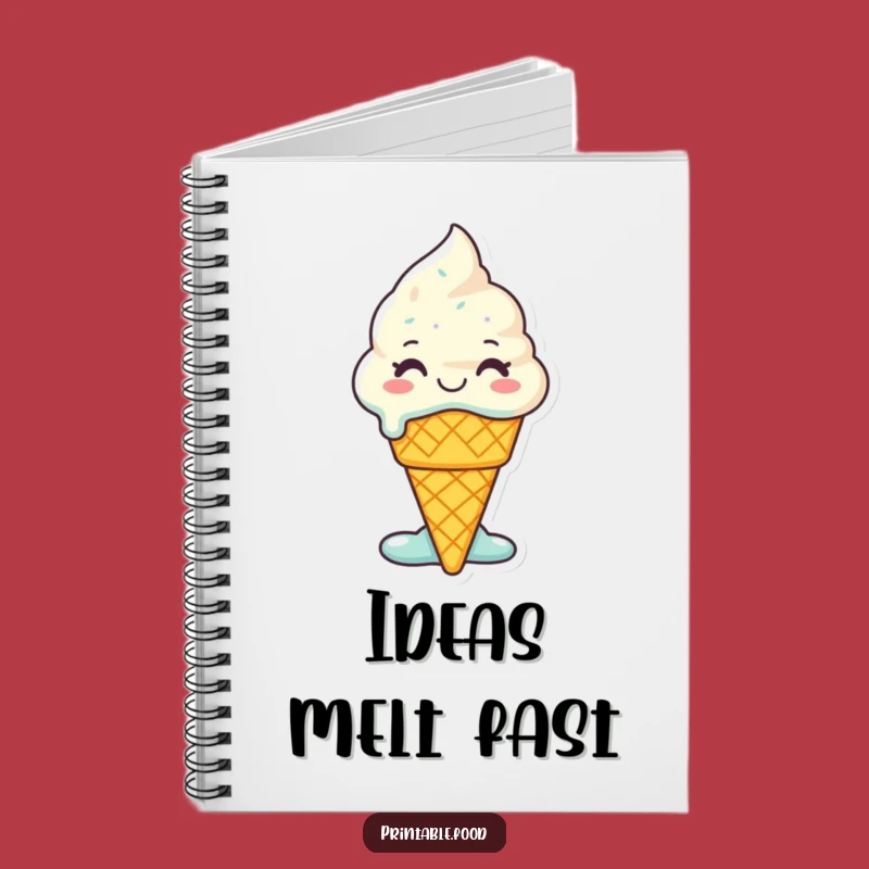 Capture your sweetest ideas and moments of pure joy with this notebook featuring a melting ice cream cone character. Perfect for anyone with a love for desserts and creativity.