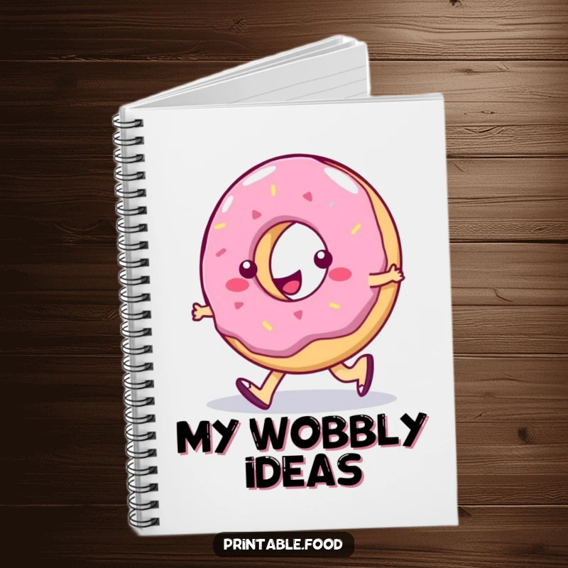 Funny Notebook: Cover depicts a jelly donut character doing a silly walk, inspiring playful thoughts, humorous stationery.