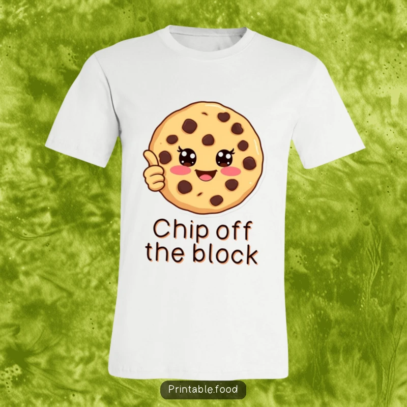 Funny t-shirt with a happy chocolate chip cookie giving a thumbs up, symbolizing approval and a love for sweet treats.