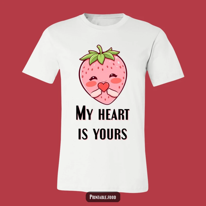 Funny Blushing Strawberry Heart T-Shirt - Cute & Humorous Apparel Gift
