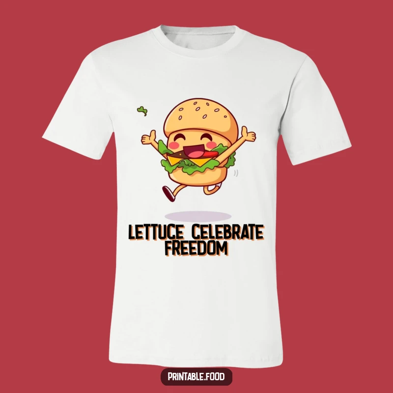 Funny Burger T-Shirt: Grinning Leaping Character, Awesome Funny Gift for All