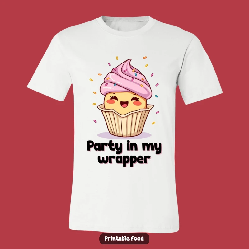 Funny Cupcake T-Shirt: Cheerful Confetti Shower, Perfect Party Tee