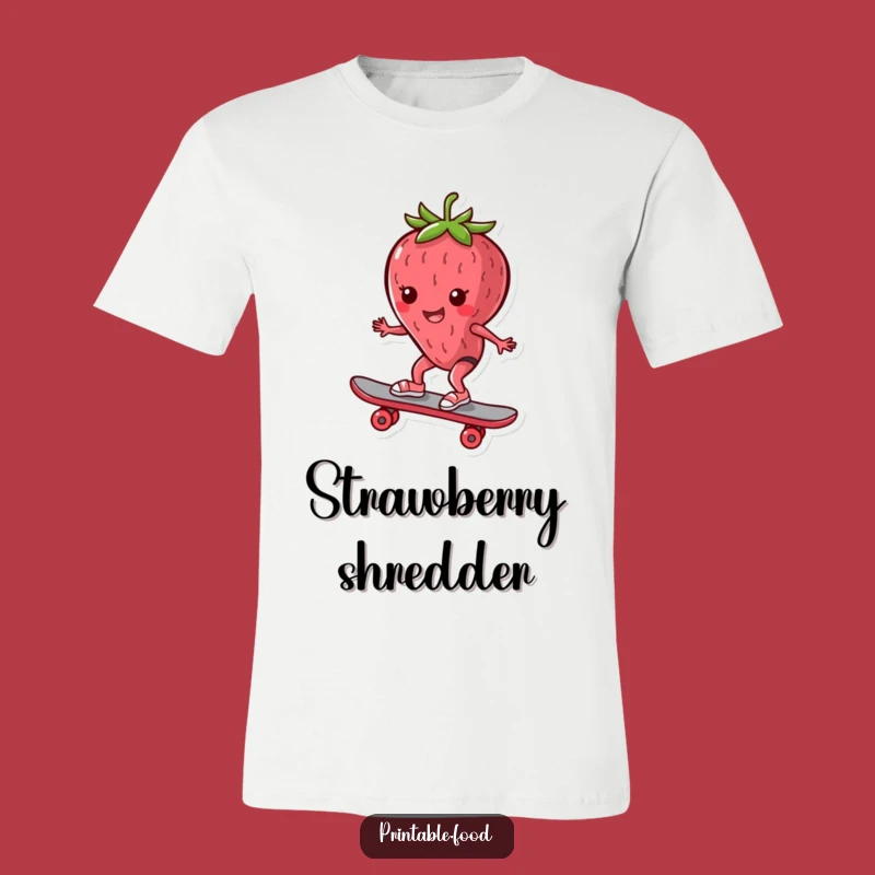 Funny Strawberry Skater T-Shirt: Shredding Fruit, Hilarious Funny Gift for Boarders
