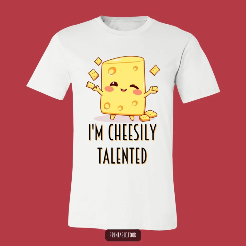 Show off your sharp wit and love for snacks with this funny t-shirt, featuring a winking cheese wedge with impressive juggling skills.