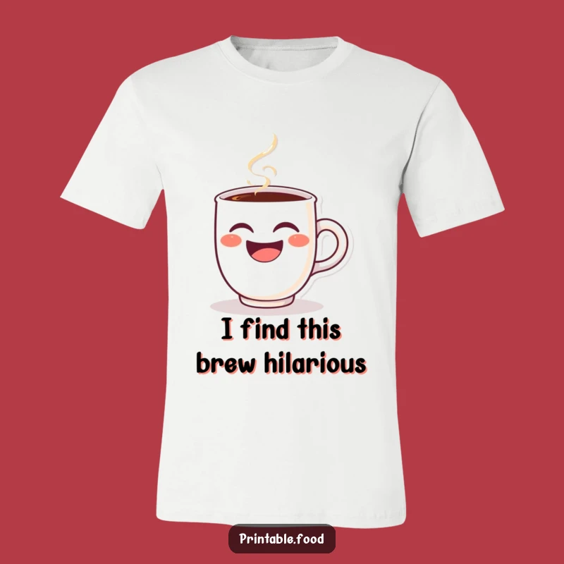 Funny Winking Coffee Cup T-Shirt - Steaming Laughing Character Tee
