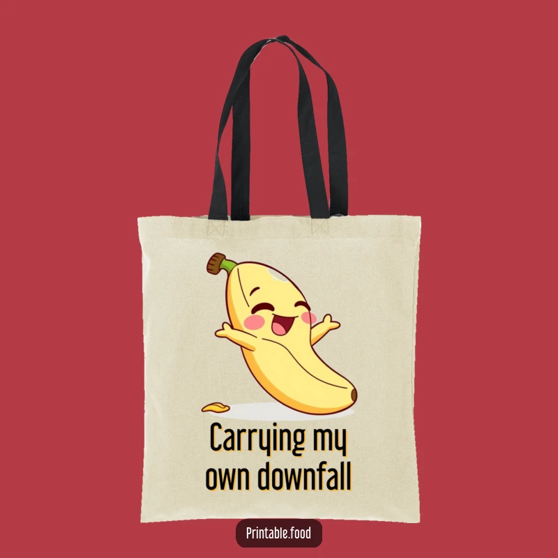 Funny Banana Slip Tote Bag - Giggling Character Shopping Bag