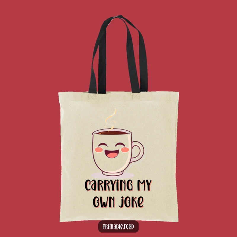 Funny Winking Coffee Cup Tote Bag - Steaming Laughing Character