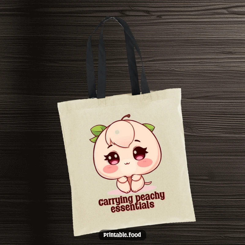 Funny Blushing Peach Tote Bag: A tote bag showcasing a blushing peach with deep rosy cheeks, adding a touch of sweet embarrassment.