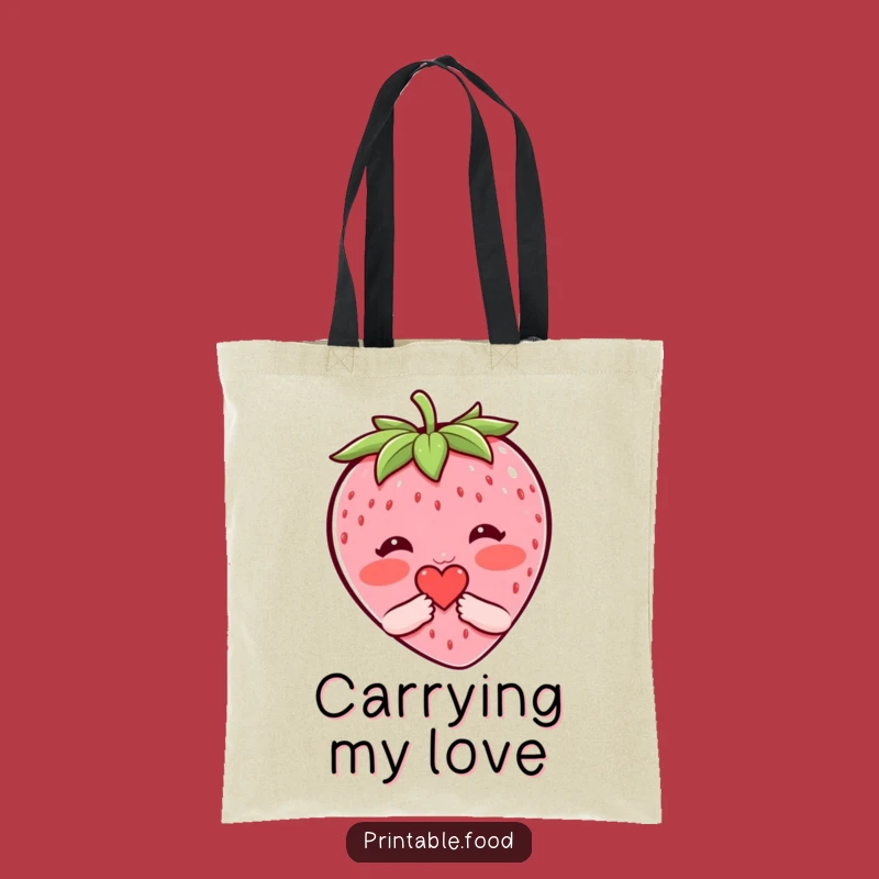 Funny Blushing Strawberry Heart Tote Bag - Sweet & Humorous Gift