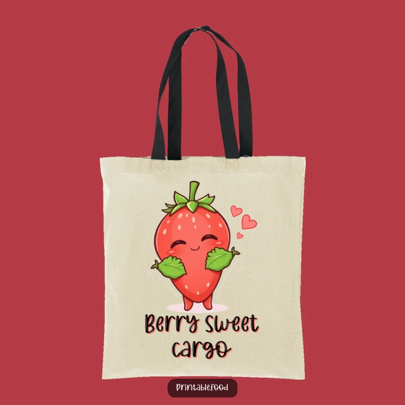 Funny Strawberry Kiss Tote Bag: Carry Love with Leafy Arms