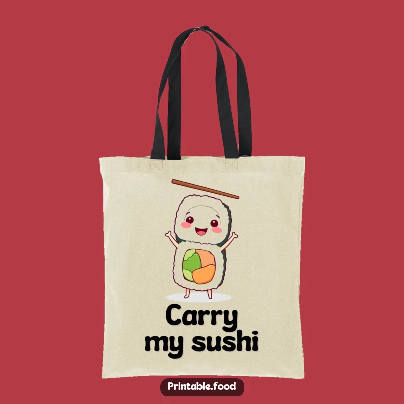 Funny Sushi Tote Bag: Smiling Roll Handstand, Perfect Carry-All Gift