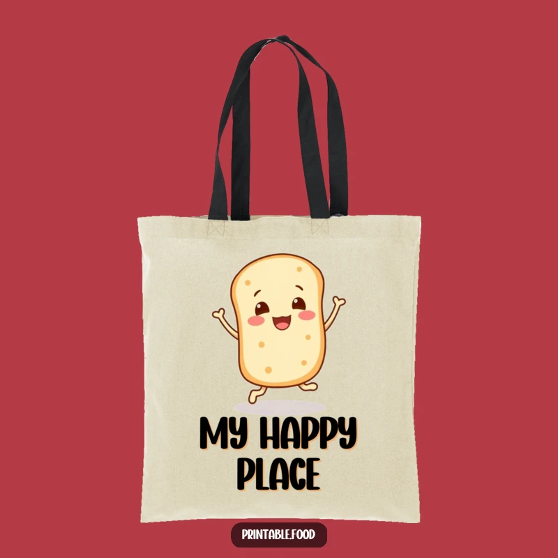 Funny Bread Roll Bounce Tote Bag - Joyful Character Shopping Bag